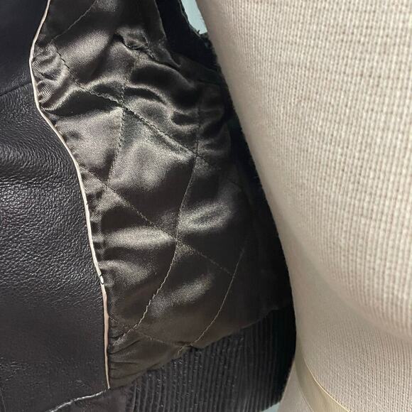 June Black Leather Moto Vest Size XS Womens Full Zip Ribbed - Picture 5 of 10